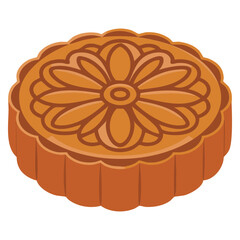 Vector illustration of mid autumn mooncake icon isolated symbol for Asian festival dessert cultural holiday sweet pastry creative design use