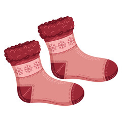 Vector illustration of winter socks with snowflake pattern cozy seasonal clothing design Christmas decoration holiday wear perfect for creative use