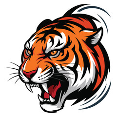 Vector tiger head illustration isolated wild predator roaring head design perfect for tattoo mascot logo or strong animal identity artwork