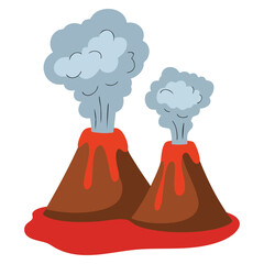 Volcano eruption lava mountain cloud vector illustration design concept natural disaster smoke fire rock and active landscape symbol
