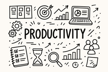 Naklejka premium Productivity tools outline icon set. efficiency and planning symbols collection