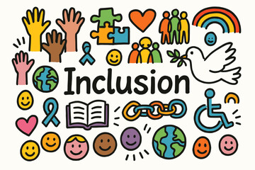 Inclusion, diversity outline icon set. community and equality symbols collection