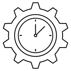 Gear clock time management productivity efficiency workflow process automation icon vector design