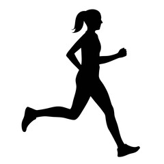 Woman running silhouette vector illustration for fitness and healthy lifestyle graphic design element