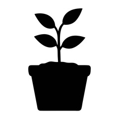 Black plant in pot vector illustration for gardening and botanical designs and nature lovers art