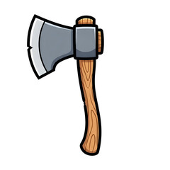 Sharp steel axe tool with wooden handle ready for chopping wood or outdoor adventure