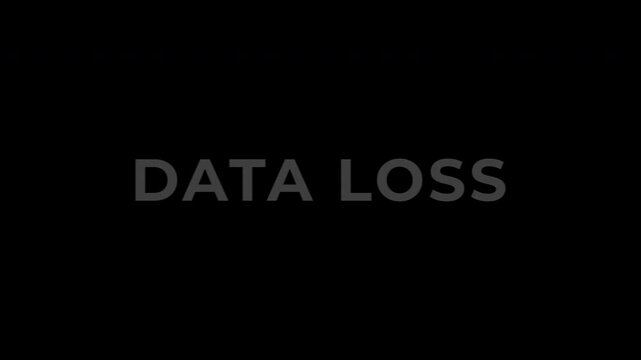 Data Loss Concept with RGB Glitch Effect on Transparent Black Screen Digital Information Error.