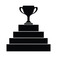 Achievement trophy on pedestal vector illustration for success award and champion concept design