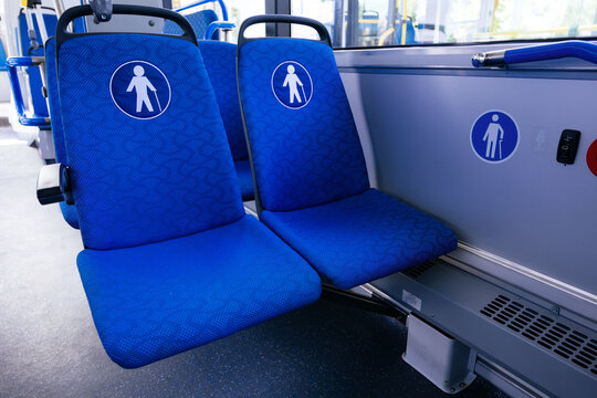 Seats for old or disabled people in modern bus