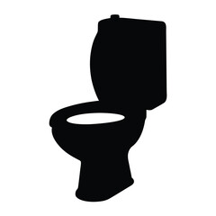 Black toilet bowl silhouette vector illustration for bathroom plumbing and sanitation needs icon