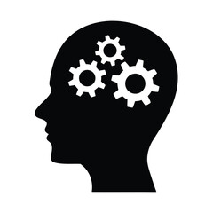 Human head with gears thinking concept ai artificial intelligence mind processing power idea