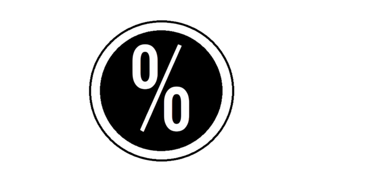 Black and White Minimalist Percentage Symbol Logo – Isolated on Transparent Background PNG