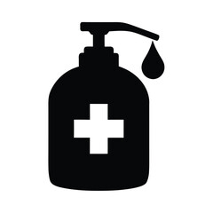 Hand sanitizer bottle with cross for medical and healthcare hygiene product vector illustration