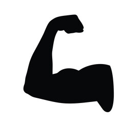 Strong arm biceps muscle fitness bodybuilding workout gym power strength training silhouette vector image