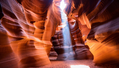 Light Beams At Upper Antelope Canyon In The Navajo Reservation Page Northern Arizona Famous Slot Canyon Rock Formation The Beams Rays Of Direct Sunlight Radiating Down From The Holes