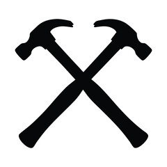 Crossed hammers construction carpentry tool symbol icon design vector graphic illustration image art
