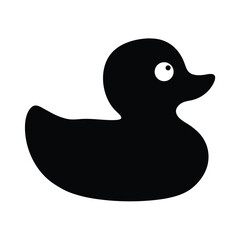Black rubber duck vector illustration for bath toy design and kids room decor and print artwork