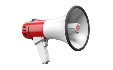Amplify your message with this vibrant red and white megaphone, perfect for announcements, promotions, and creating impactful communication in any setting
