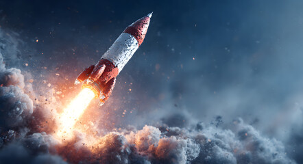 Happy Bastille Day, French National Day 14 of July decoration background with firework rocket flag, copy space text, 3d rendering illustration