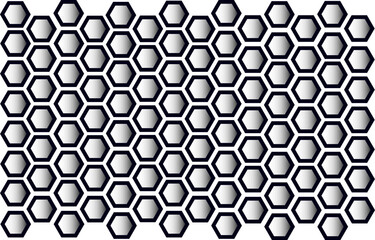 Seamless geometric hexagon grid pattern in modern black and white vector design, ideal for abstract backgrounds, technology themes, packaging, wallpapers, branding, textiles, and digital projects