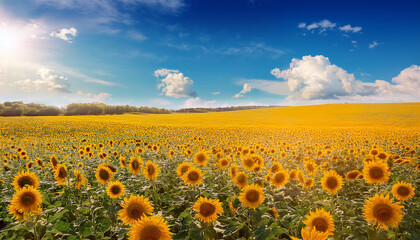 Obraz premium Sunflower Field With Blue Sky
