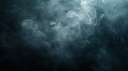 Ethereal smoke swirling in darkness creates a captivating, mysterious atmosphere, perfect for backgrounds, visual effects, or adding a touch of intrigue to your design