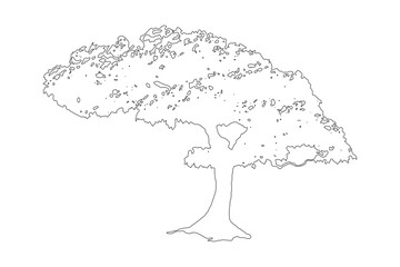 Charming Wide Canopy Tree Line Art for Nature Designs, Isolated 64x64 Single Icon, perfect for illustrating natural landscapes or environmental themes.