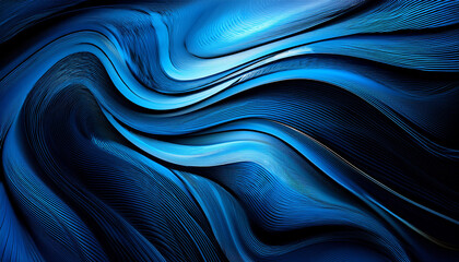 Abstract Wavy Patterns With A Blend Of Blue And Black Hues Creating A Smooth And Dynamic Visual Effect Ideal For Background Use
