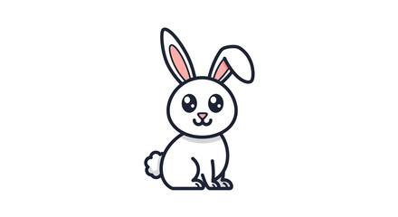 Obraz premium A sweet, innocent bunny rabbit, a symbol of Easter and springtime, sits patiently, showcasing a charming, simplistic cartoon style with a white background.