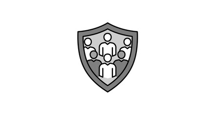 A protective shield encompassing a community, symbolizing unity, safety, and shared resilience in a grayscale design.