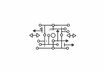 Abstract network connections flow chart diagram vector illustration