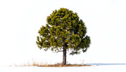 Solitary pine tree in winter snow