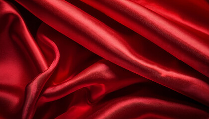 Obraz premium A Luxurious Texture Of Flowing Red Silk Fabric With Little Soft Folds Red Silk Cloth Material