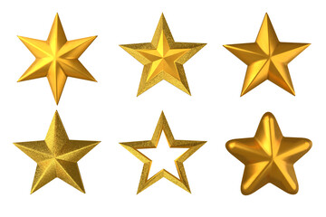 Golden christmas stars collection on green background