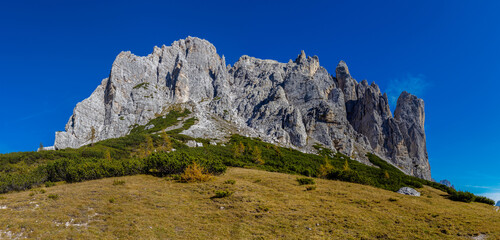 Panorama of Alps mountains on a sunny day. High resolution widescreen panorama of mountain...