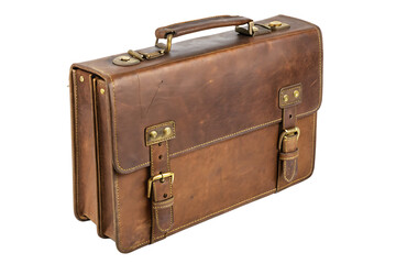 
Vintage brown leather briefcase isolated on ai generated