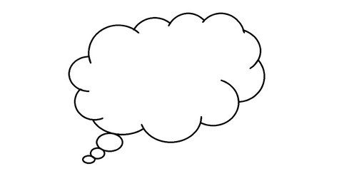 Cloud Thought Bubble Outline Icon – Minimalist Black and White Illustration Isolated on...