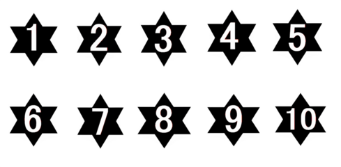 Black Star Icons Set – 10 Minimalist Vector Star Symbols Isolated on Transparent Background PNG