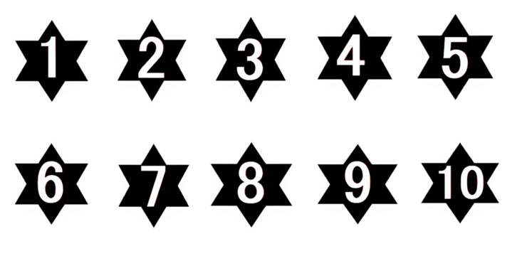 Black Star Icons Set – 10 Minimalist Vector Star Symbols Isolated on Transparent Background PNG