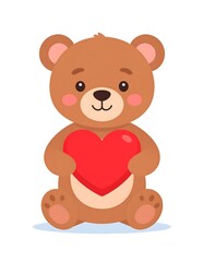 Obraz premium Cute teddy bear holding a heart