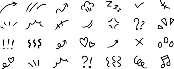 Set of Hand Drawn Doodle Symbols and Shape Icons for Design Elements