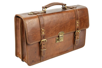 
Vintage brown leather briefcase isolated on ai generated