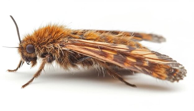 Brown common clothing moth isolated on white