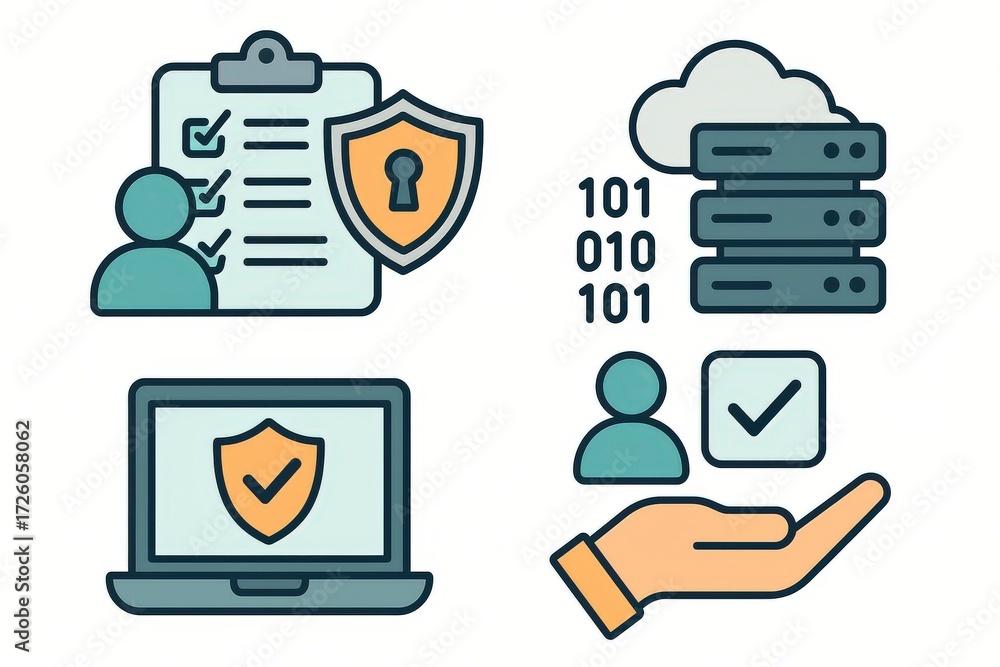 Aufkleber comprehensive security assessment illustrated through digital safeguards, user verification processe