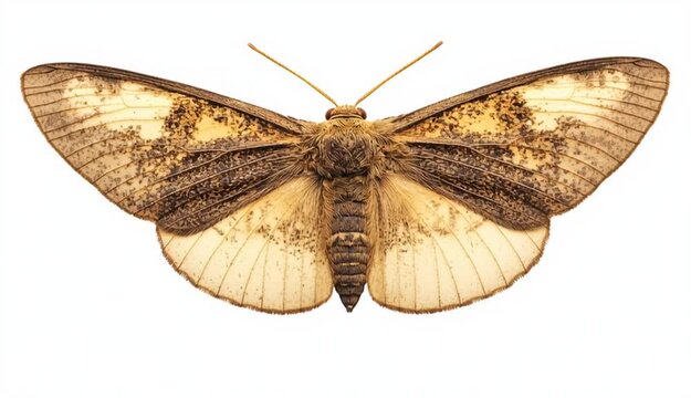Brown common clothing moth isolated on white