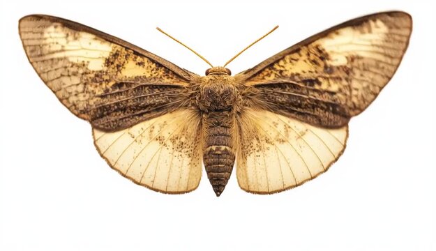 Brown common clothing moth isolated on white