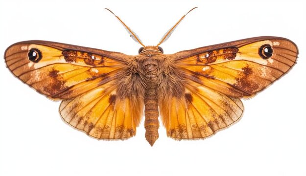 Brown common clothing moth isolated on white