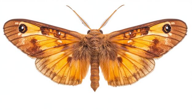 Brown common clothing moth isolated on white