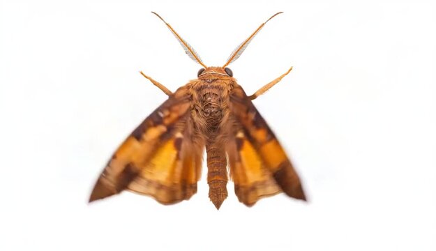 Brown common clothing moth isolated on white
