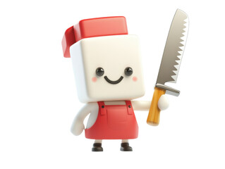 Cute Carpenter Character with Saw PNG

